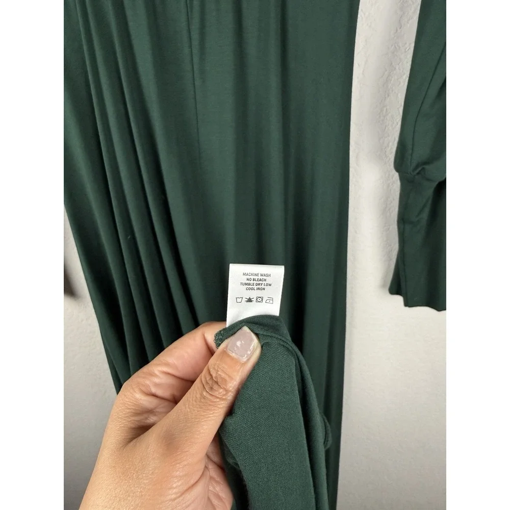 24seven Comfort Apparel Bishop Sleeves Maxi Dress Women's‎ Large Green Stretch
